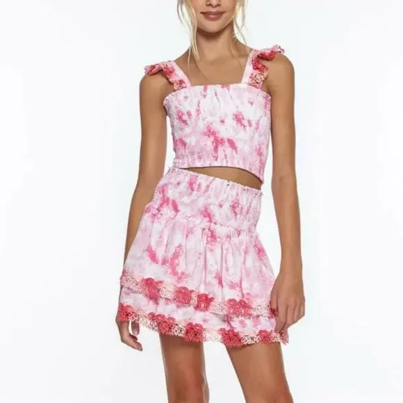 Little Peixoto Tie-Dye Smocked Ruffle Tiered Skirt Set with Lace Trim size 14 - Picture 1 of 10